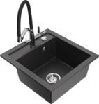 Mexen Vito chiuvetă de granit cu 1 compartiment și baterie de bucătărie Duo, Negru cu picățele - 6503-76-671701-07 (6503-76-671701-07)