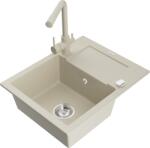 Mexen Enzo chiuvetă de granit cu o cuvă și scurgător și robinet de bucătărie Duero, bej - 6506-69-671600-69 (6506-69-671600-69)