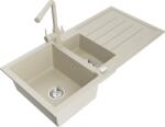 Mexen Andres chiuvetă de granit cu 1, 5 cuve cu scurgător și baterie de bucătărie Duero, bej - 6515-69-671600-69 (6515-69-671600-69)