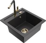 Mexen Vito chiuvetă de bucătărie granit 1-cameră cu baterie Flora, negru pătat - 6503-76-670401-75-G (6503-76-670401-75-G)