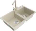 Mexen Tomas chiuvetă de bucătărie din granit cu 2 compartimente și baterie de bucătărie Duero, bej - 6516-69-671600-69 (6516-69-671600-69)