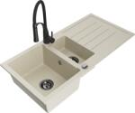 Mexen Andres chiuvetă granit cu 1, 5 compartimente cu scurgător și robinet de bucătărie Aster, bej - 6515-69-73450-70-B (6515-69-73450-70-B)