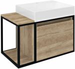SAPHO Skara szekrény 80x46.5x49.5 cm mosdókagyló alá akasztható fekete-tölgy CG003-2222