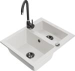 Mexen Carlos chiuvetă de bucătărie din granit, cu 1, 5 compartimente, cu baterie de bucătărie Telma, alb - 6518-20-670200-70 (6518-20-670200-70)