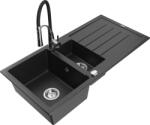 Mexen Andres chiuvetă din granit cu 1, 5 camere cu scurgător și baterie de bucătărie Aster, negru/argintiu metalic (6515-73-73450-07)