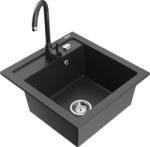 Mexen Vito chiuvetă de granit cu 1 compartiment și baterie de bucătărie Telma, negru cu particule - 6503-76-670200-76 (6503-76-670200-76)