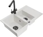 Mexen Gaspar chiuvetă din granit cu 1, 5 cuve cu scurgător și baterie de bucătărie Duero, alb - 6507-20-671600-70 (6507-20-671600-70)