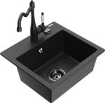 Mexen Milo chiuvetă de granit cu 1 cuvă cu baterie de bucătărie Carla, negru/argintiu metalic - 6505-73-670700-70-B (6505-73-670700-70-B)