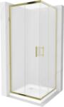 Mexen Rio cabina de duș pătrată 80 x 80 cm, înghețată, aurie + cadă Flat, albă - 860-080-080-50-30-4010G (860-080-080-50-30-4010G)