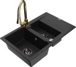 Mexen Gaspar chiuvetă de granit cu 1, 5 compartimente cu scurgător și baterie de bucătărie Elia, negru - 6507-77-670101-50-B (6507-77-670101-50-B)