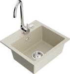 Mexen Milo chiuvetă de granit cu 1 cameră și baterie de bucătărie Telma, bej - 6505-69-670200-00 (6505-69-670200-00)