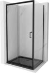 Mexen Apia cabină de duș extensibilă 110 x 80 cm, transparent, Neagră + cadă de duș Flat, Neagră - 840-110-080-70-00-4070B (840-110-080-70-00-4070B)