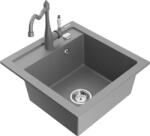 Mexen Vito chiuvetă de bucătărie din granit cu 1 cuvă și robinet de bucătărie Carla, gri - 6503-71-670700-71 (6503-71-670700-71)