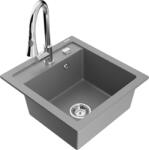 Mexen Vito chiuvetă de granit cu o singură cuvă cu baterie de bucătărie Elia, gri - 6503-71-670101-00 (6503-71-670101-00)