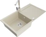 Mexen Leo chiuvetă granitică 1-cameră cu scurgător și baterie de bucătărie Rita, bej - 6501-69-670300-00 (6501-69-670300-00)
