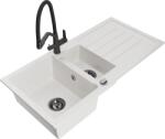 Mexen Andres chiuvetă de granit cu 1, 5 compartimente cu scurgător și baterie de bucătărie Duo, albă - 6515-20-671701-70-B (6515-20-671701-70-B)