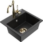 Mexen Milo chiuvetă de granit cu 1 cuvă și baterie de bucătărie Carla, negru/argintiu metalic - 6505-73-670700-50 (6505-73-670700-50)