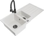 Mexen Andres chiuvetă de granit cu 1, 5 compartimente cu scurgător și baterie de bucătărie Elia, albă - 6515-20-670101-70 (6515-20-670101-70)