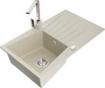 Mexen Cesar chiuvetă de granit cu 1 compartiment cu scurgător și baterie de bucătărie Rita, bej - 6514-69-670300-00 (6514-69-670300-00)