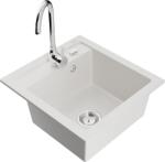 Mexen Vito chiuvetă de granit cu 1 compartiment cu baterie de bucătărie Telma, albă - 6503-20-670200-00 (6503-20-670200-00)