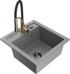 Mexen Vito chiuvetă din granit cu 1 compartiment și baterie de bucătărie Aster, gri - 6503-71-73450-57-B (6503-71-73450-57-B)