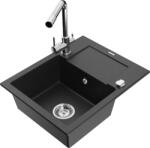 Mexen Enzo chiuvetă de granit cu o singură cuvă și baterie de bucătărie Duero, negru/argintiu metalic - 6506-73-671600-00 (6506-73-671600-00)