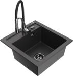 Mexen Vito chiuvetă din granit cu 1 cuvă cu baterie de bucătărie Aster, negru cu picățele - 6503-76-73450-07-B (6503-76-73450-07-B)