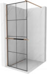 Mexen Kioto+ perete de duș cu raft Walk-in 70 x 200 cm, grilaj negru, aur roz - 800-070-121-60-77 (800-070-121-60-77)