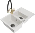 Mexen Gaspar chiuvetă din granit cu 1, 5 compartimente, cu scurgător și robinet de bucătărie Duo, alb - 6507-20-671701-57-B (6507-20-671701-57-B)