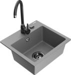 Mexen Milo chiuvetă de granit cu 1 cameră cu baterie de bucătărie Telma, gri - 6505-71-670200-70-B (6505-71-670200-70-B)