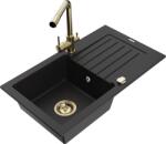 Mexen Pablo chiuvetă din granit cu o singură cuvă cu scurgător și baterie de bucătărie Duero, negru - 6510-77-671600-50 (6510-77-671600-50)