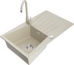 Mexen Cesar chiuvetă de granit cu 1 compartiment, cu scurgător și baterie de bucătărie Telma, bej - 6514-69-670200-69 (6514-69-670200-69)