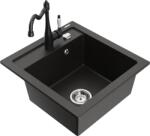 Mexen Vito chiuvetă de granit cu 1 compartiment și baterie de bucătărie Carla, negru/auriu metalizat - 6503-75-670700-70 (6503-75-670700-70)