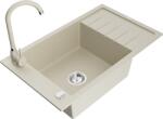 Mexen Elias chiuvetă de granit cu 1 cuvă, cu scurgător și baterie de bucătărie Telma, bej - 6511-69-670200-69 (6511-69-670200-69)