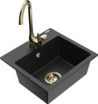Mexen Milo chiuvetă de granit cu 1 compartiment și baterie de bucătărie Telma, negru/argintiu - 6505-73-670200-50 (6505-73-670200-50)