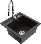 Mexen Vito chiuvetă de granit cu 1 compartiment și baterie de bucătărie Savita, Neagră/Auriu metalic - 6503-75-672601-00 (6503-75-672601-00)