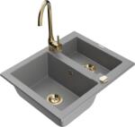 Mexen Carlos chiuvetă din granit 1, 5 compartimente cu baterie de bucătărie Telma, gri - 6518-71-670200-50 (6518-71-670200-50)