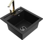 Mexen Vito chiuvetă de bucătărie din granit cu 1 cuvă și baterie de bucătărie Rita, negru - 6503-77-670300-50-B (6503-77-670300-50-B)