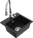 Mexen Milo chiuvetă de granit cu 1 compartiment cu baterie de bucătărie Savita, negru - 6505-77-672601-00 (6505-77-672601-00)