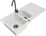 Mexen Andres chiuvetă de granit 1, 5 cuvă cu picurător și baterie de bucătărie Telma, albă - 6515-20-670200-70 (6515-20-670200-70)