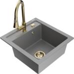 Mexen Vito chiuvetă de bucătărie din granit cu 1 compartiment și baterie Elia, gri - 6503-71-670101-50 (6503-71-670101-50)