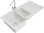 Mexen Andres chiuvetă de bucătărie granit 1.5 cuve cu scurgere și baterie de bucătărie Rita, alb - 6515-20-670300-00 (6515-20-670300-00)