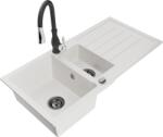 Mexen Andres chiuvetă de bucătărie din granit 1, 5 camere cu scurgător și baterie Savita, albă - 6515-20-672601-70 (6515-20-672601-70)