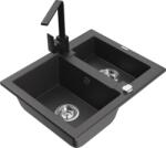 Mexen Carlos chiuvetă de granit cu 1, 5 cuve și baterie de bucătărie Rita, negru stropit - 6518-76-670300-70 (6518-76-670300-70)