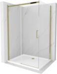 Mexen Omega cabina de duș glisantă 100 x 80 cm, transparentă, aurie + cadă Flat - 825-100-080-50-00-4010 (825-100-080-50-00-4010)