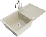 Mexen Leo chiuvetă de bucătărie din granit cu 1 compartiment, cu scurgător și baterie Carla, bej - 6501-69-670700-00 (6501-69-670700-00)