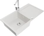 Mexen Leo chiuvetă de granit cu 1 cuvă, cu scurgător și baterie de bucătărie Rita, albă - 6501-20-670300-00 (6501-20-670300-00)