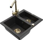 Mexen Carlos chiuvetă de bucătărie din granit cu 1, 5 cuve și baterie Duero, negru/argintiu metalizat - 6518-73-671600-50 (6518-73-671600-50)