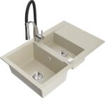 Mexen Gaspar chiuvetă de bucătărie din granit 1, 5 compartimente cu scurgător și baterie Aster, bej - 6507-69-73450-07 (6507-69-73450-07)