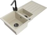 Mexen Andres chiuvetă de granit cu 1, 5 compartimente, cu scurgător și baterie de bucătărie Rita, bej - 6515-69-670300-70 (6515-69-670300-70)